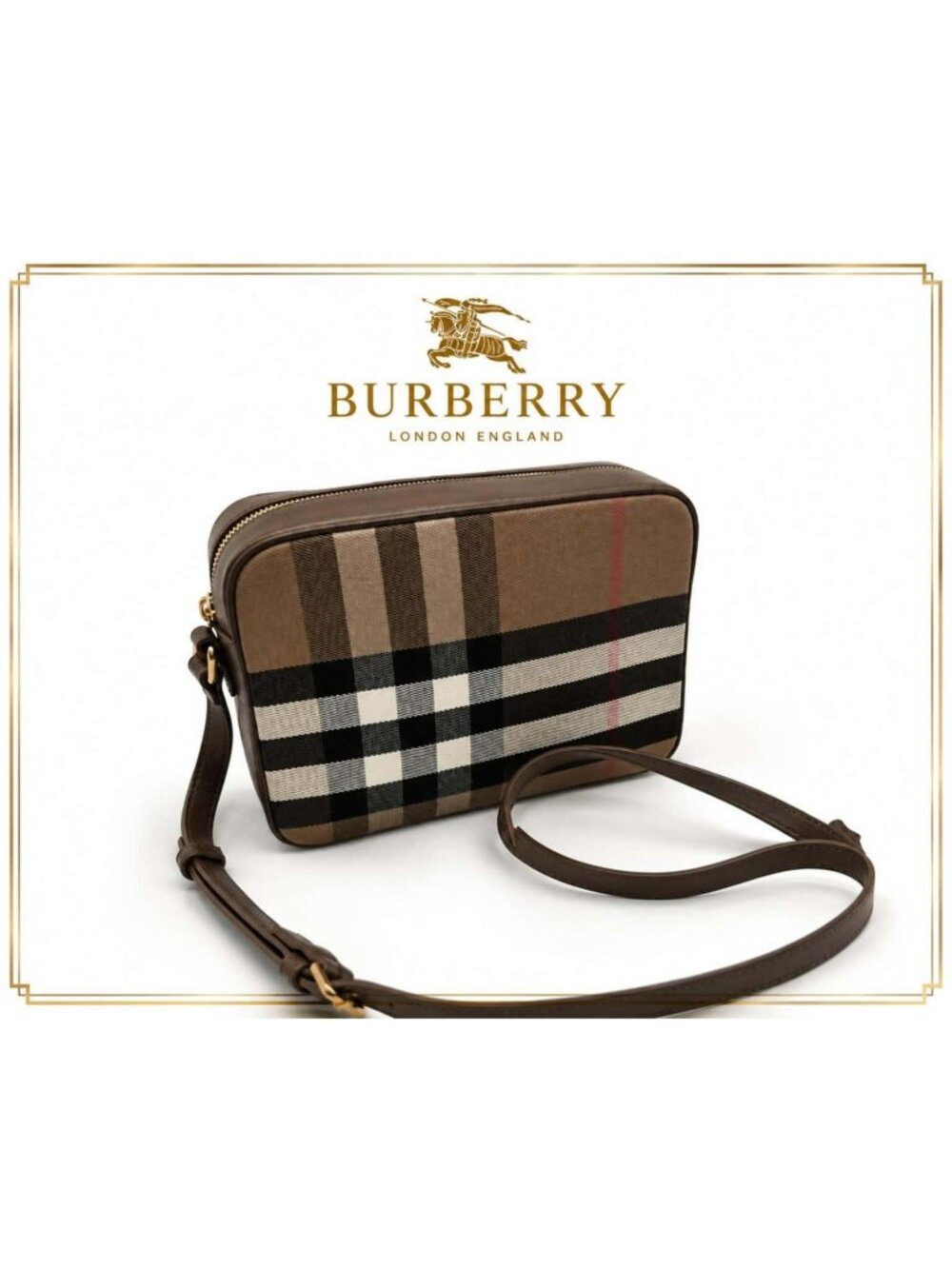 Authentic NWT Burberry Vintage Check Camera Crossbody Bag